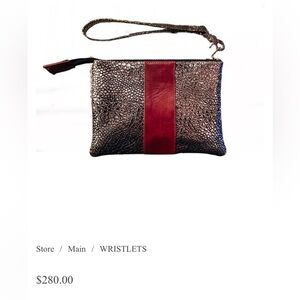 Elizabeth Purpich Wristlet Gameday Bag. Never Used!!! Maroon & silver metallic